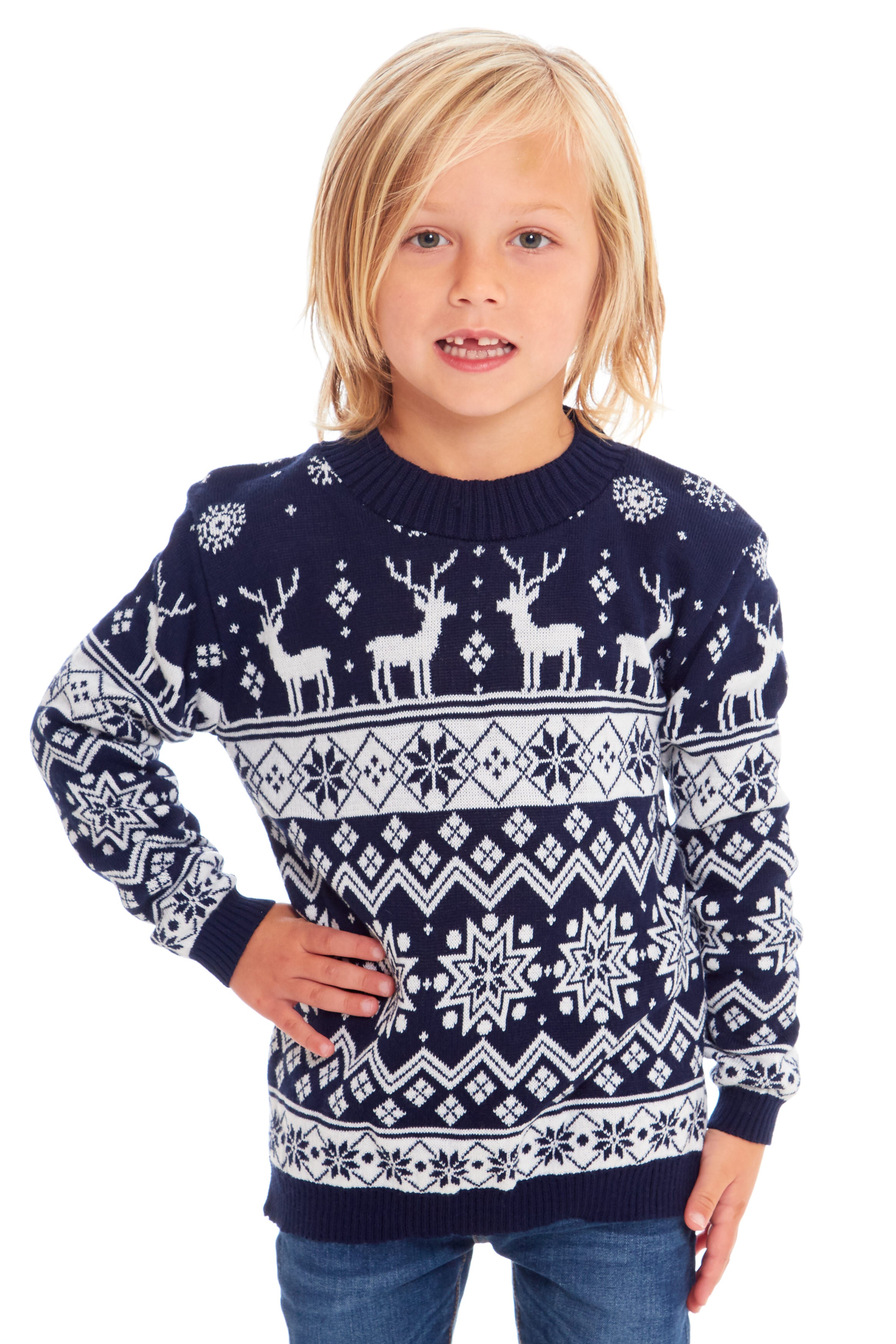 Nordic Navy Family Christmas Jumper Cozy Knit for Adults S 4XL Kids 2 3 to 13 14 Classic Nordic Design Perfect for Matching Family Photos