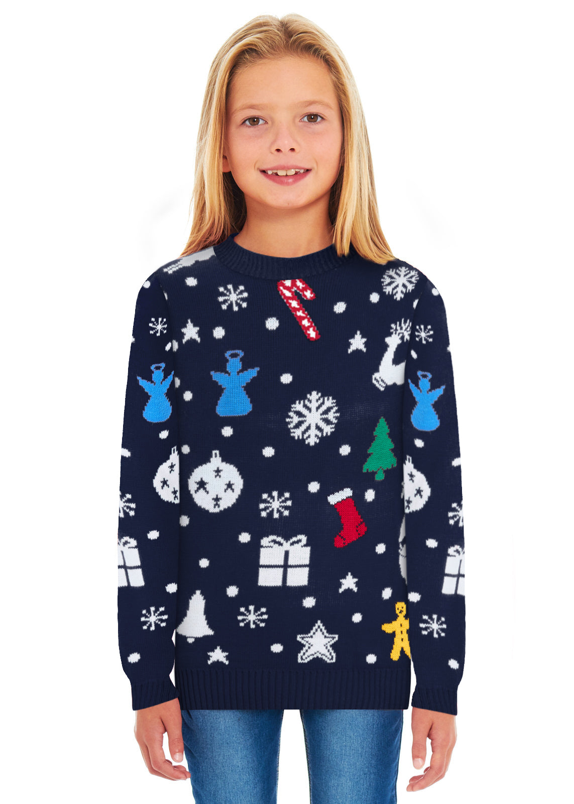 Santa Jingle Navy Family Christmas Jumper – Fun Festive Sweater for Adults (S-4XL) &amp; Kids (2-3 to 13-14) – Cozy Knit with Santa Design, Perfect for Matching Family Holiday Photos, Parties &amp; Christmas Jumper Day