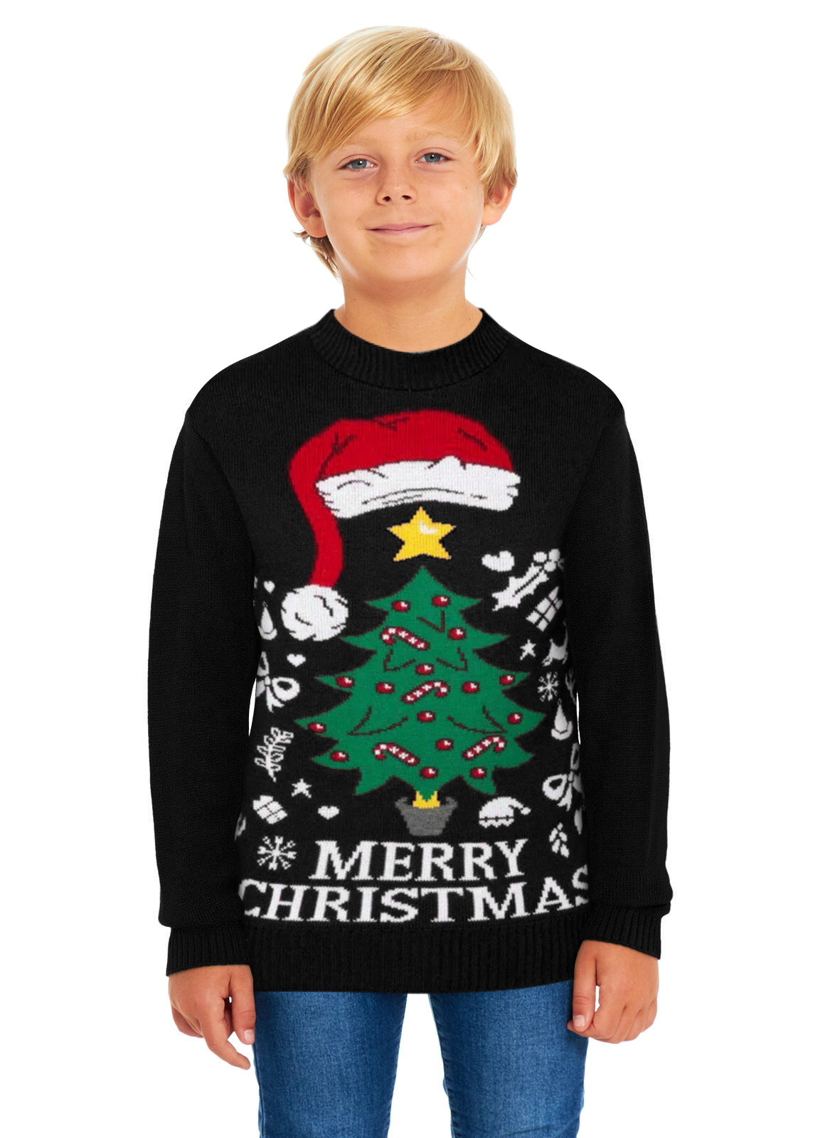 Santa Tree Black Family Christmas Jumper Matching Festive Sweaters f GetKnitty